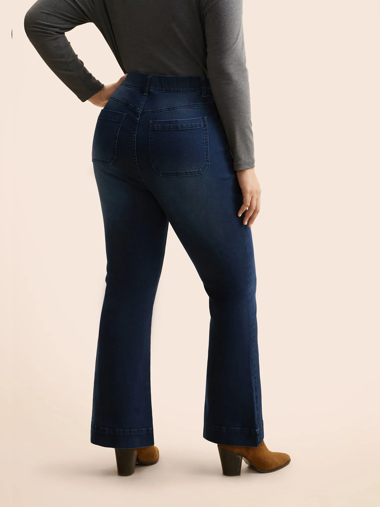 Dark Wash Patch Pocket Bootcut Jeans sold by Bloomchic product image thumbnail 2