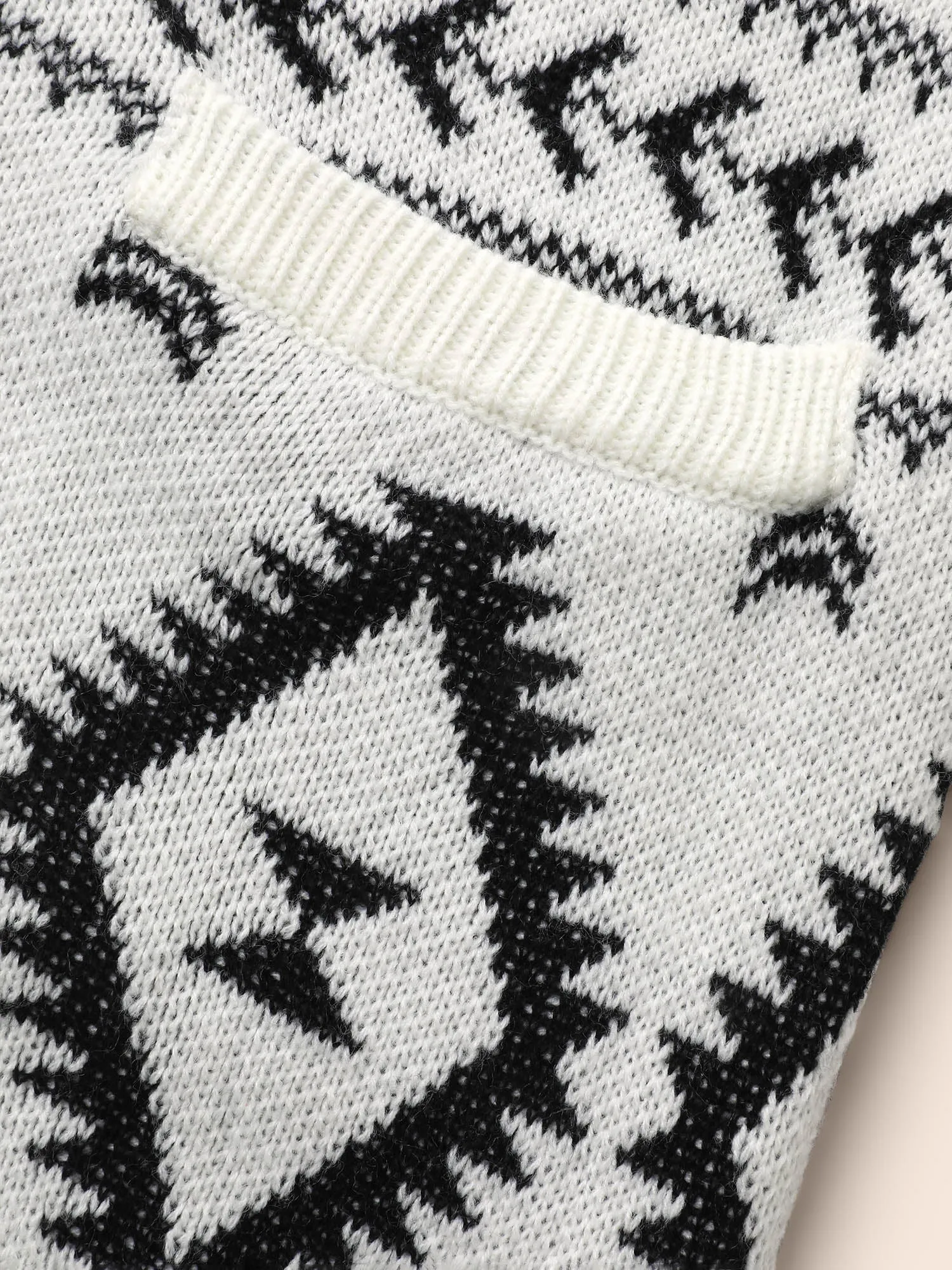 Geometric Jacquard Lapel Collar Cardigan sold by Bloomchic product image thumbnail 5