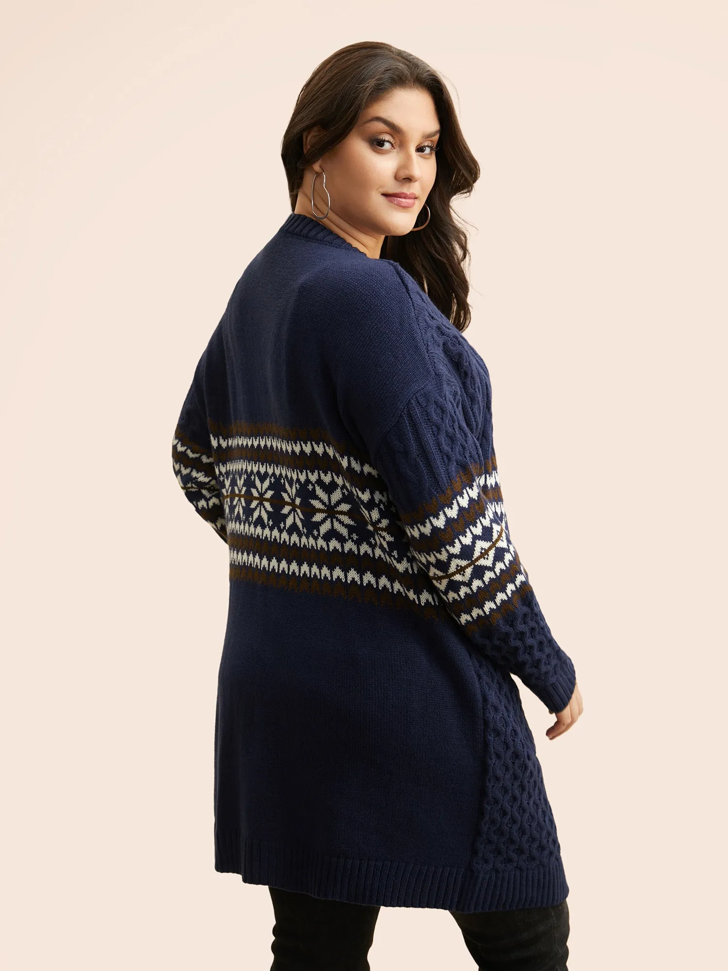 Bandana Cable Knit Contrast Pocket Cardigan sold by Bloomchic product image thumbnail 2