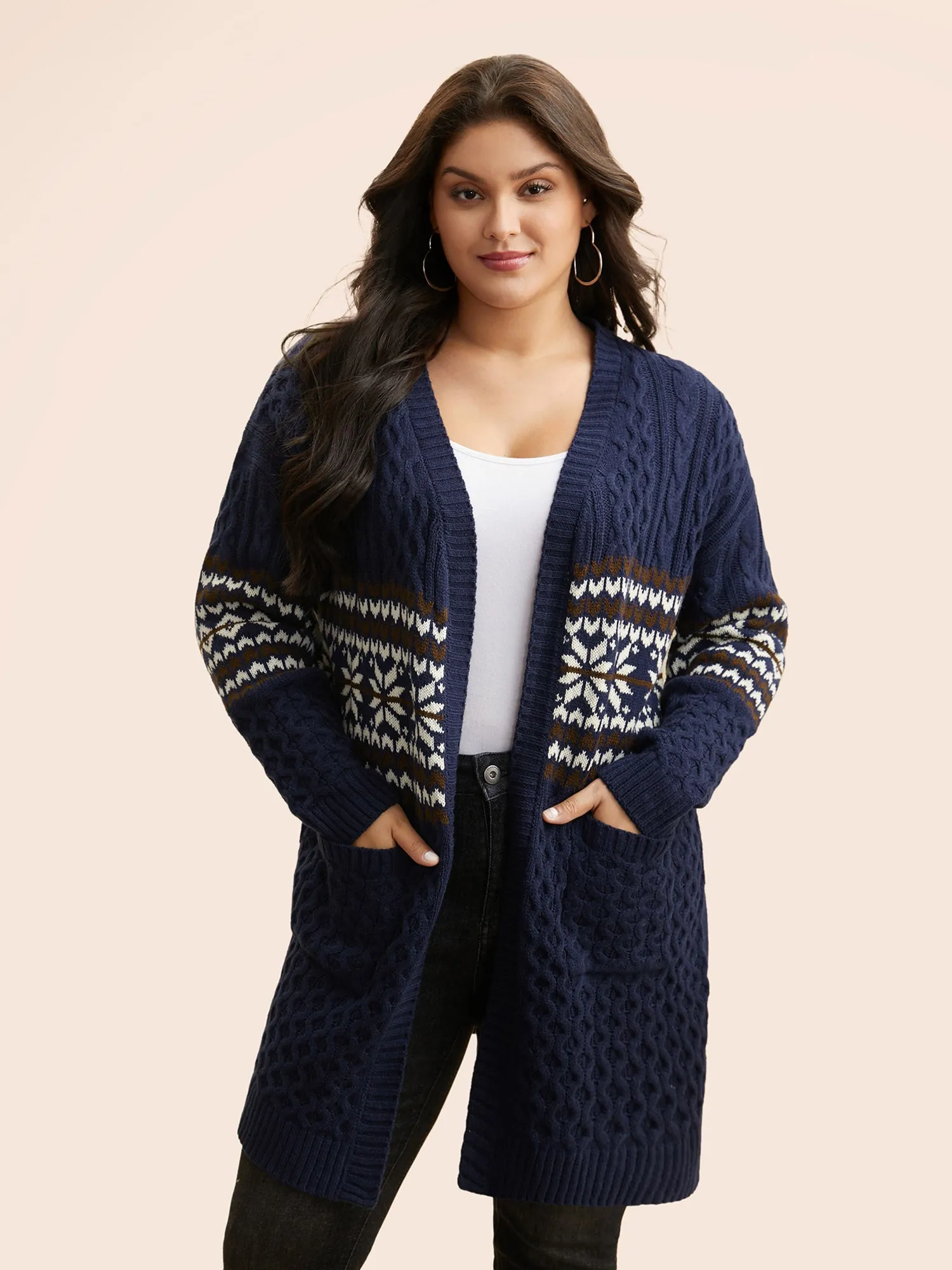 Bandana Cable Knit Contrast Pocket Cardigan sold by Bloomchic product image thumbnail 5