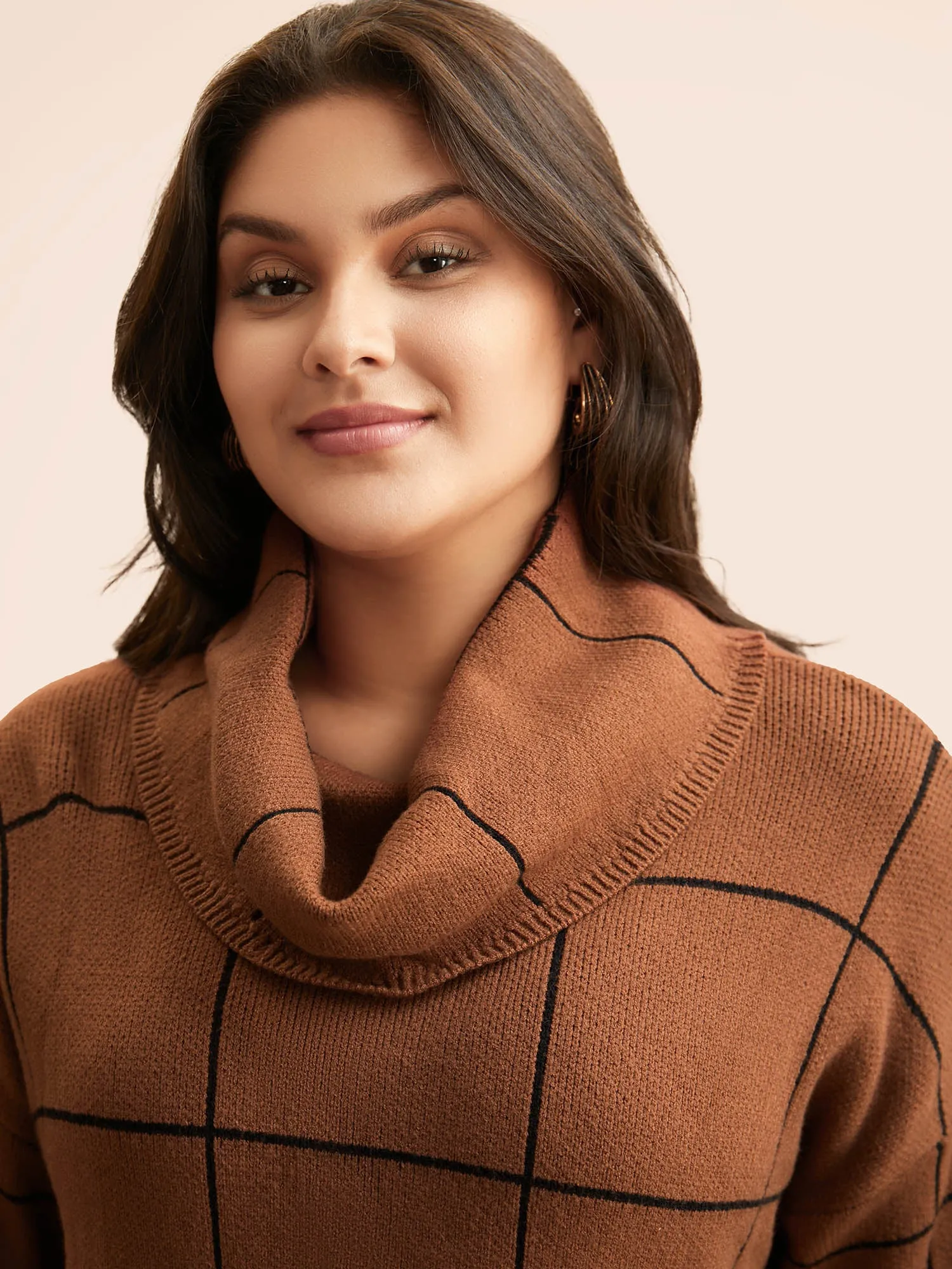 Supersoft Essentials Turtleneck Plaid Drop Shoulder Pullover sold by Bloomchic product image thumbnail 4