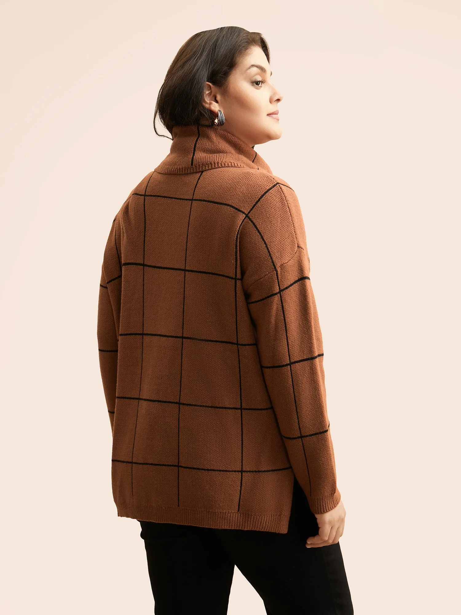 Supersoft Essentials Turtleneck Plaid Drop Shoulder Pullover sold by Bloomchic product image thumbnail 2