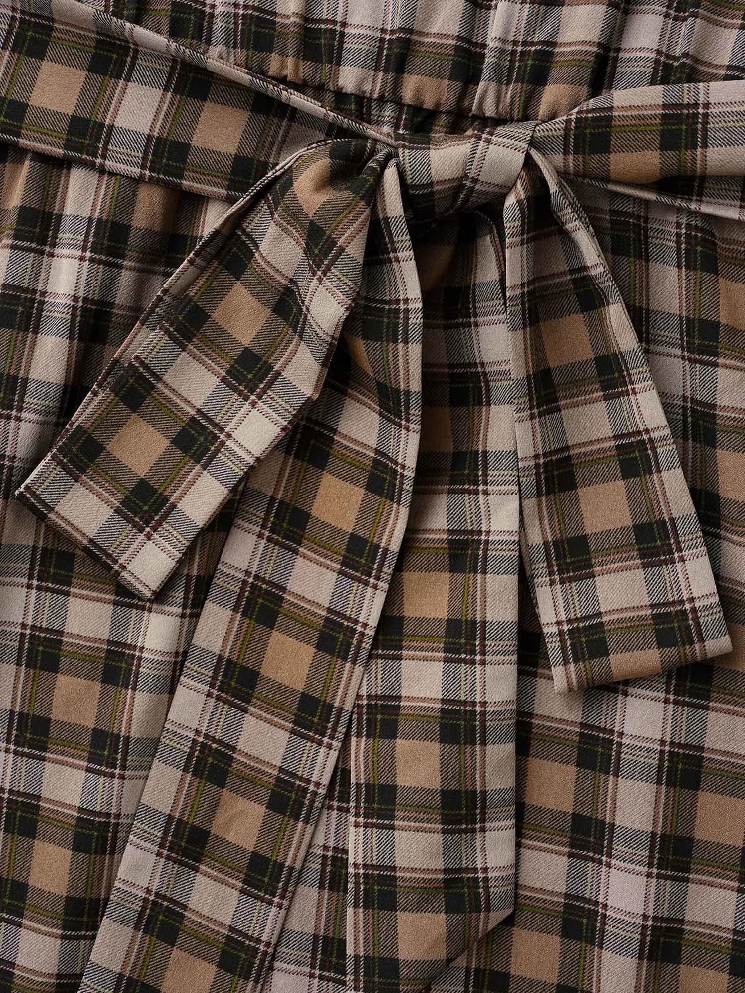 Plaid Ruffle Hem Flap Detail Belted Dress sold by Bloomchic product image thumbnail 5