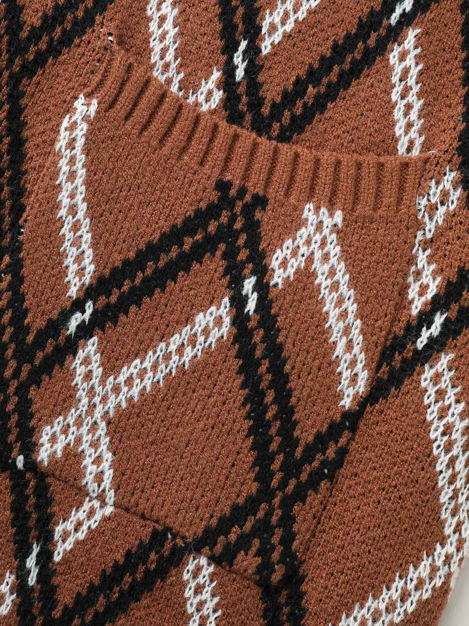 Plaid Pocket Drop Shoulder Sleeve Cardigan sold by Bloomchic product image thumbnail 5