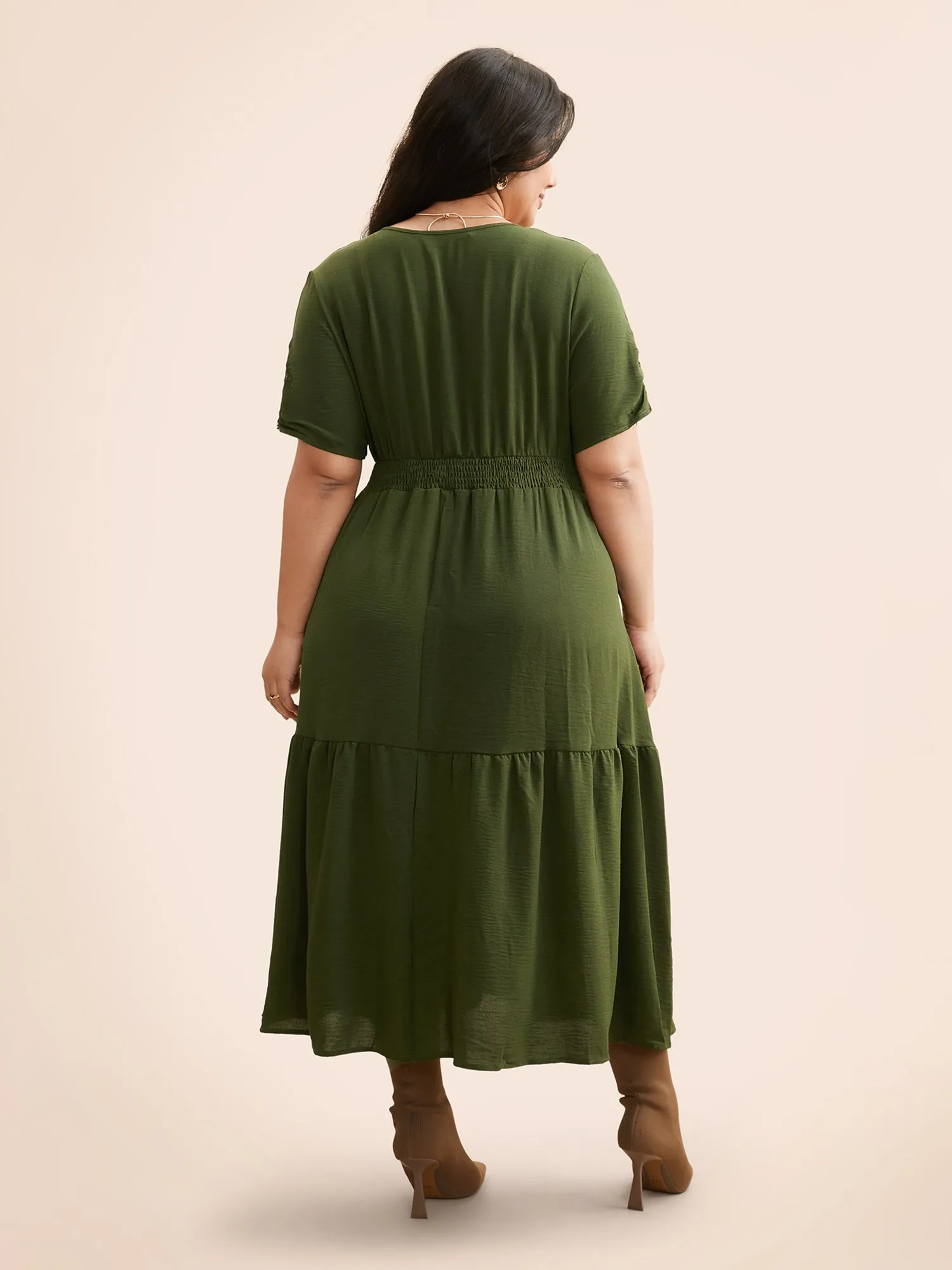 Twist Front Gathered Ruffle Hem Dress sold by Bloomchic product image thumbnail 3