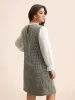 Tweed Patchwork Ruffle Trim Dress sold by Bloomchic