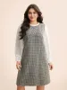 Tweed Patchwork Ruffle Trim Dress sold by Bloomchic