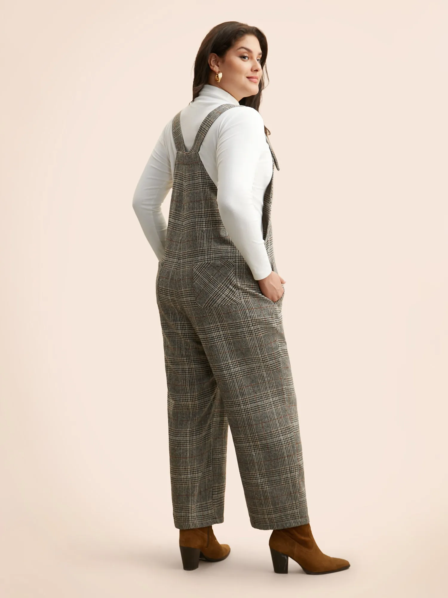 Plaid Adjustable Straps Pocket Jumpsuit sold by Bloomchic product image thumbnail 4