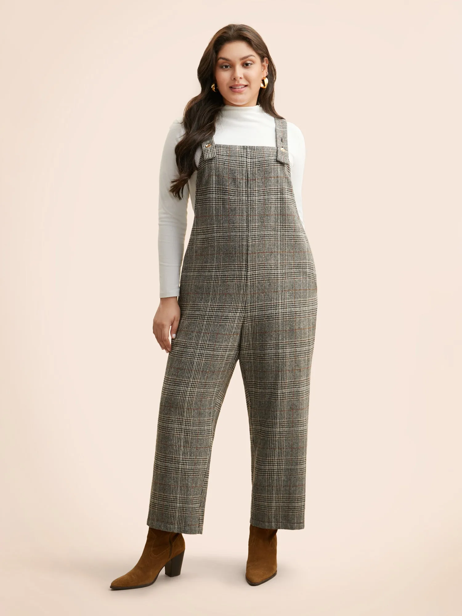 Plaid Adjustable Straps Pocket Jumpsuit sold by Bloomchic product image thumbnail 3