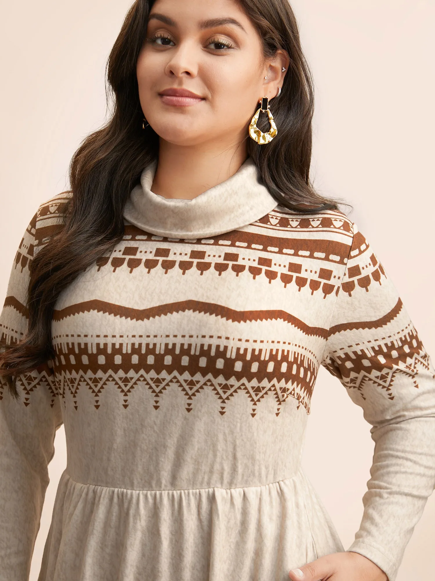 Bandana Print Turtleneck Elastic Waist Dress sold by Bloomchic product image thumbnail 2