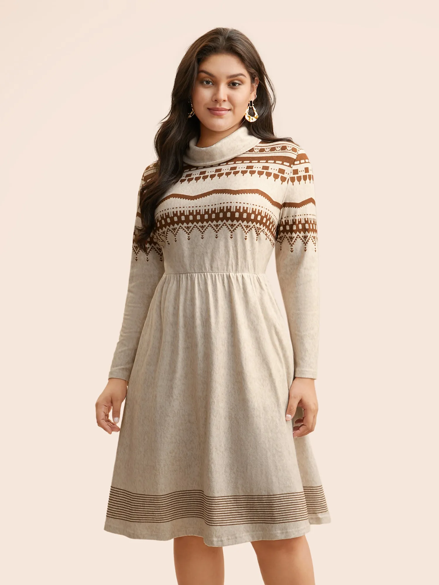 Bandana Print Turtleneck Elastic Waist Dress sold by Bloomchic product image thumbnail 3