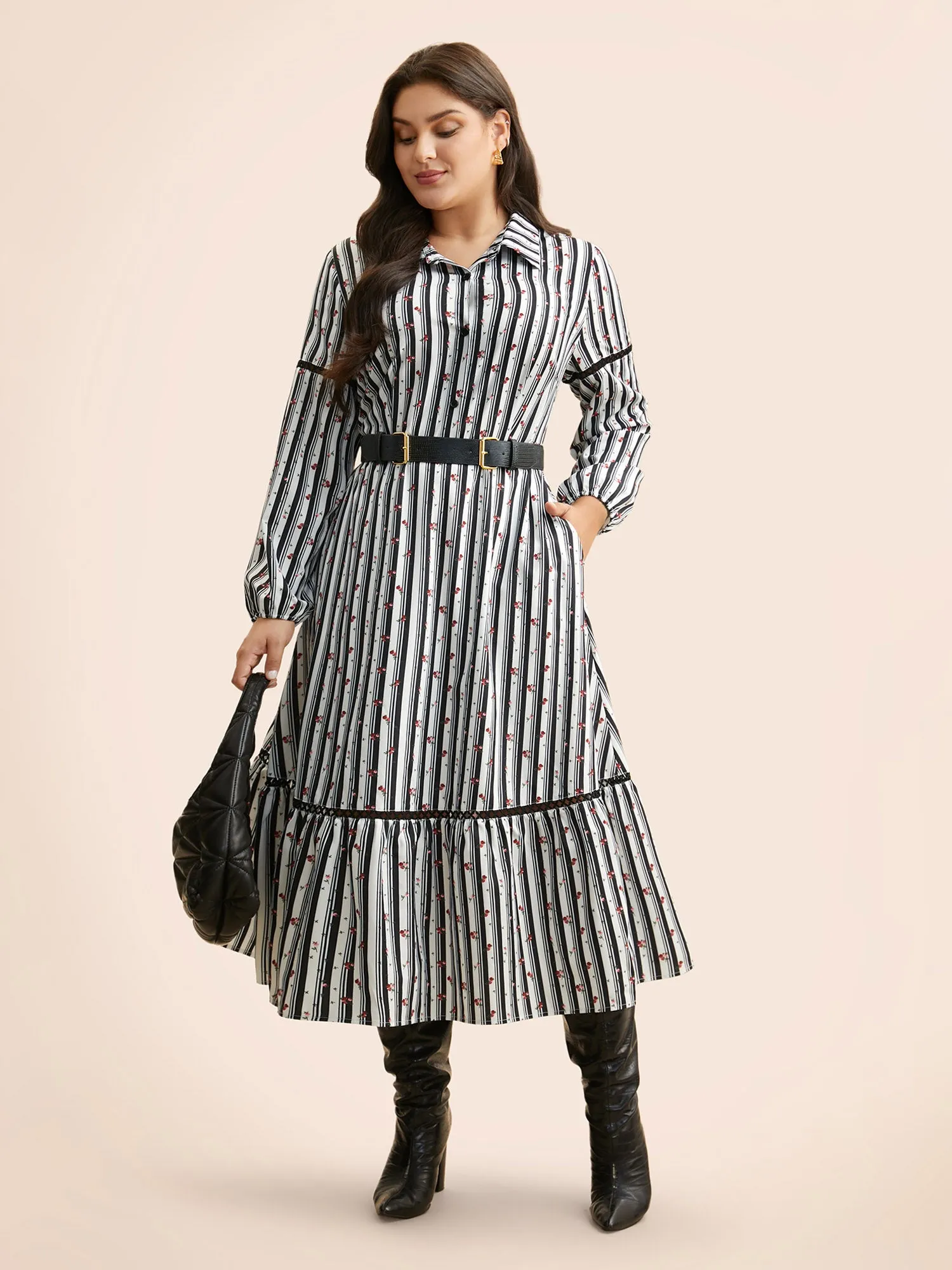 Striped Ditsy Floral Woven Ribbon Dress sold by Bloomchic