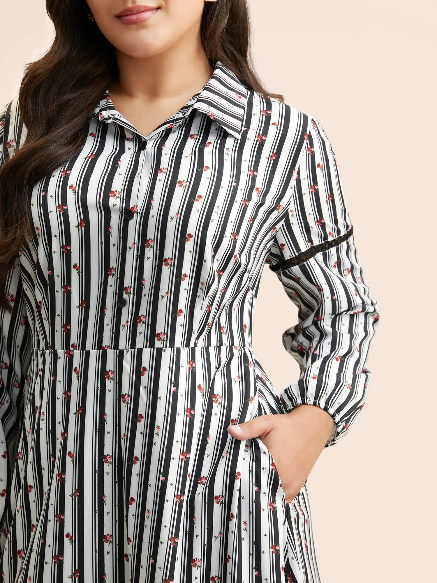 Striped Ditsy Floral Woven Ribbon Dress sold by Bloomchic product image thumbnail 3