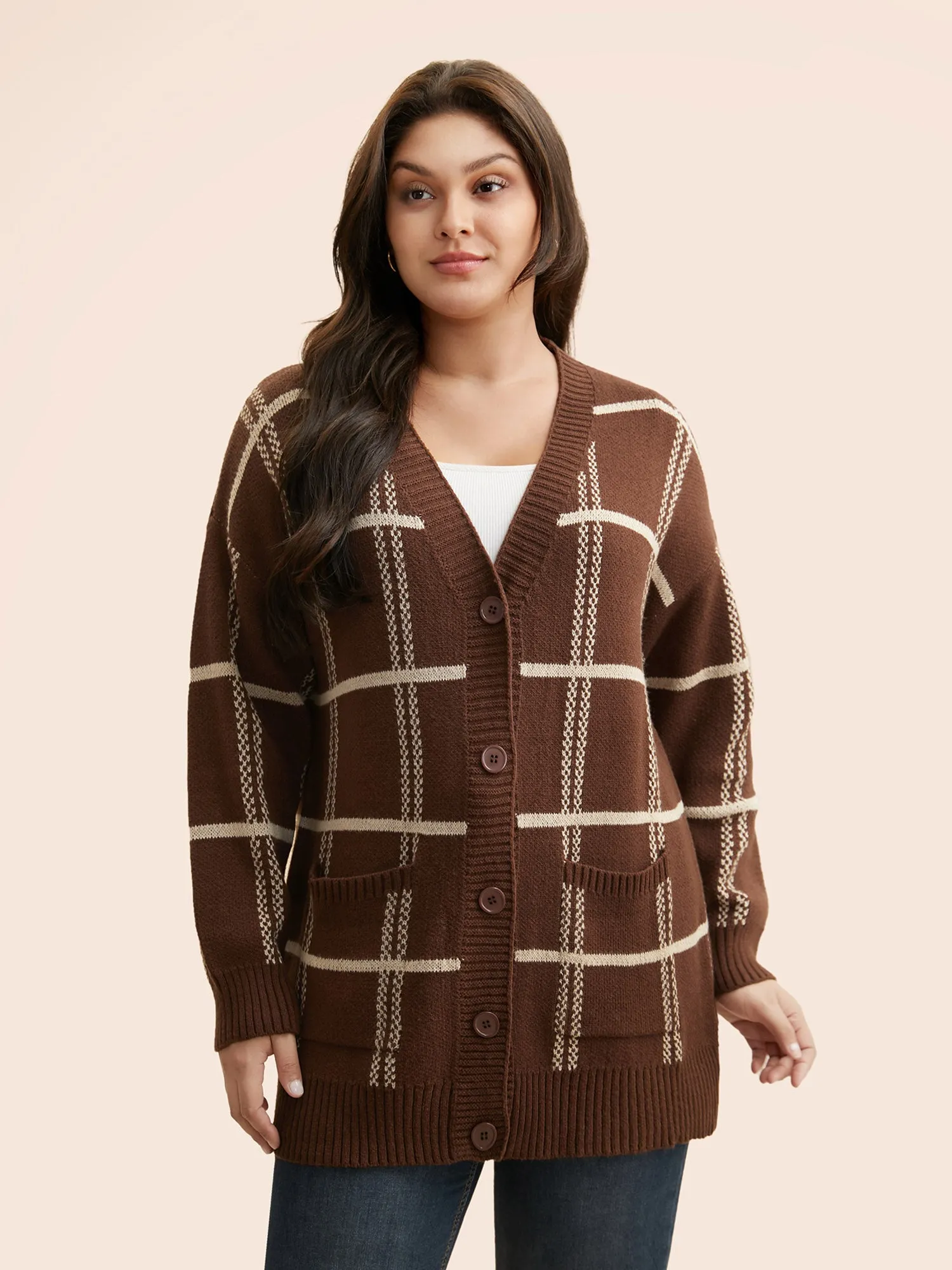 Plaid Button Up Pocket Cardigan sold by Bloomchic product image thumbnail 3