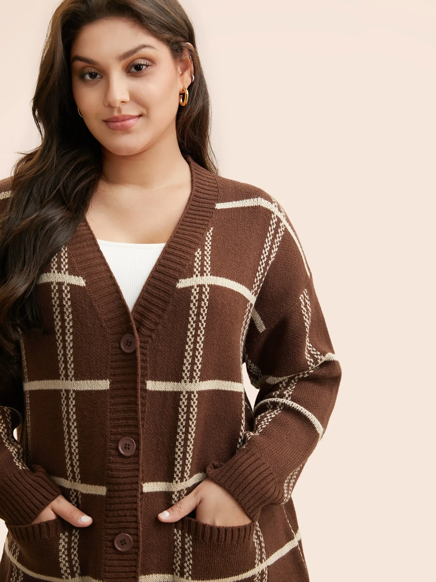 Plaid Button Up Pocket Cardigan sold by Bloomchic product image thumbnail 5