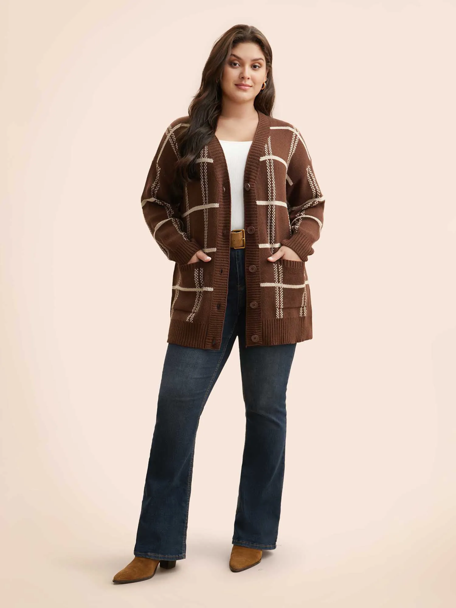 Plaid Button Up Pocket Cardigan sold by Bloomchic product image thumbnail 4