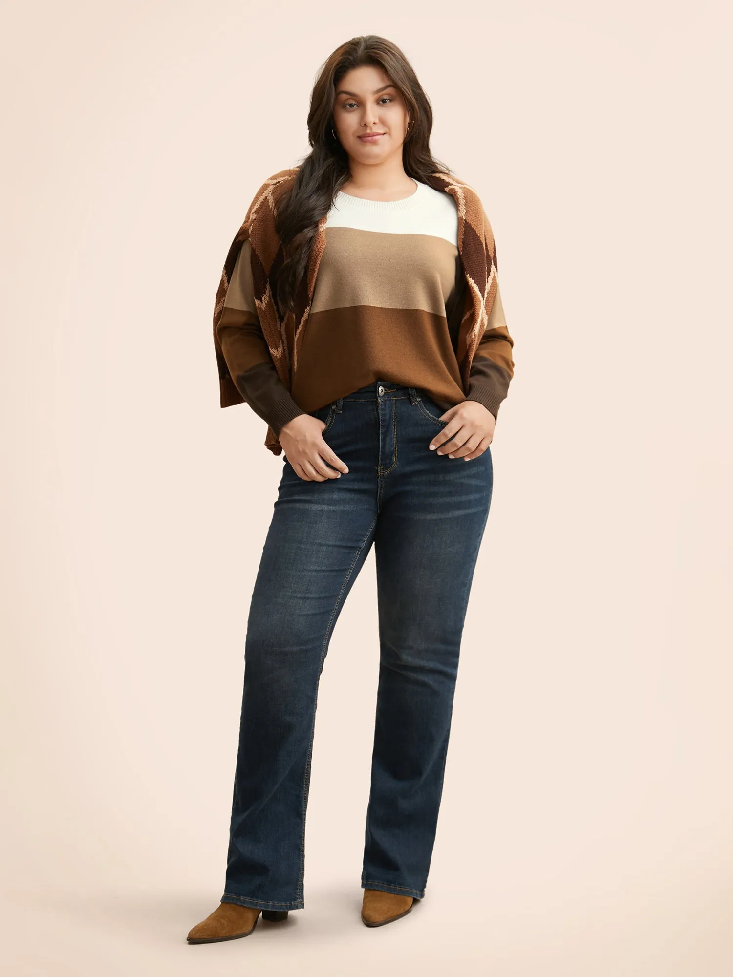 Supersoft Essentials Colorblock Contrast Drop Shoulder Pullover sold by Bloomchic product image thumbnail 5