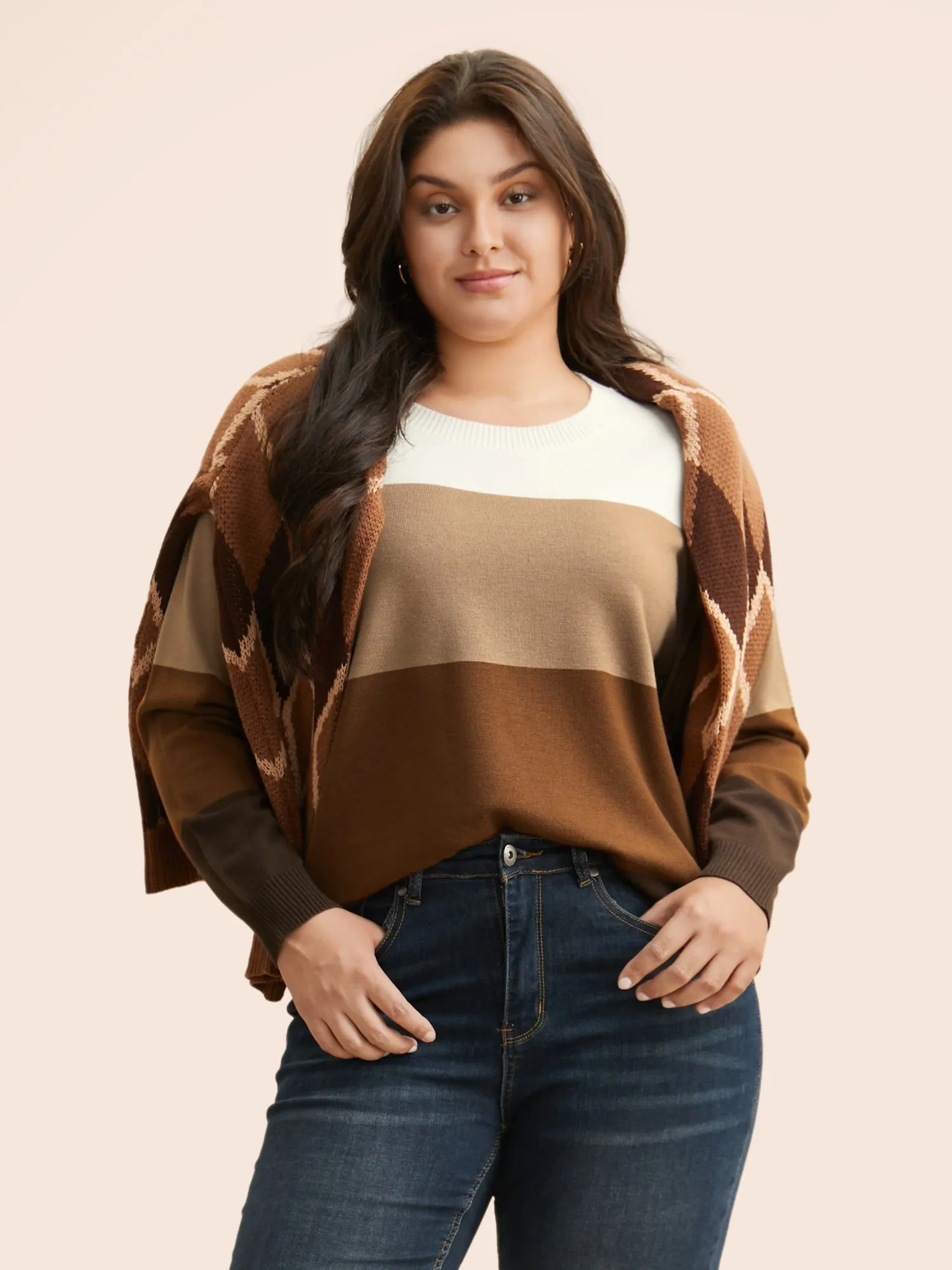 Supersoft Essentials Colorblock Contrast Drop Shoulder Pullover sold by Bloomchic