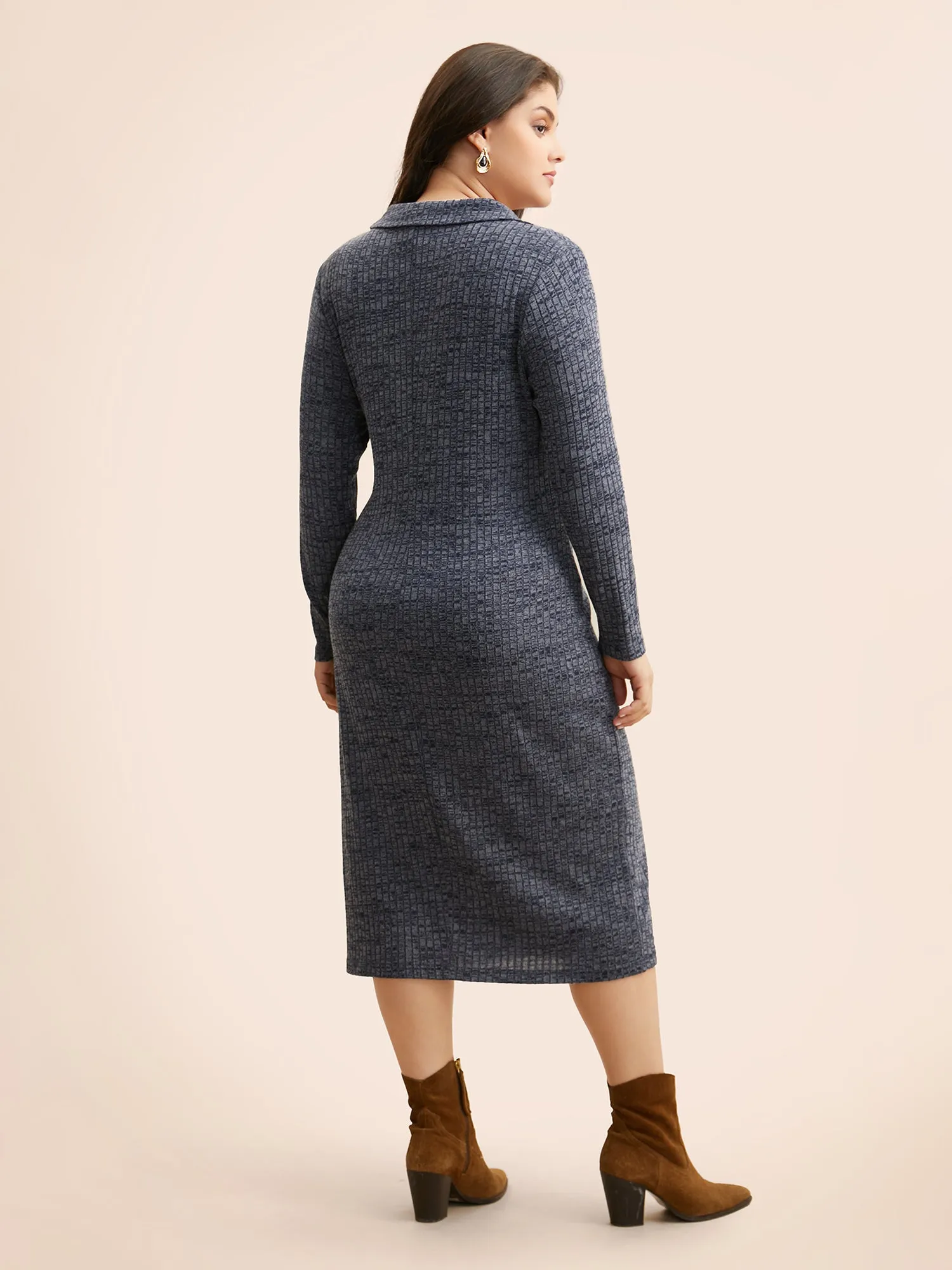 Textured Buckle Detail Split Hem Dress sold by Bloomchic product image thumbnail 3