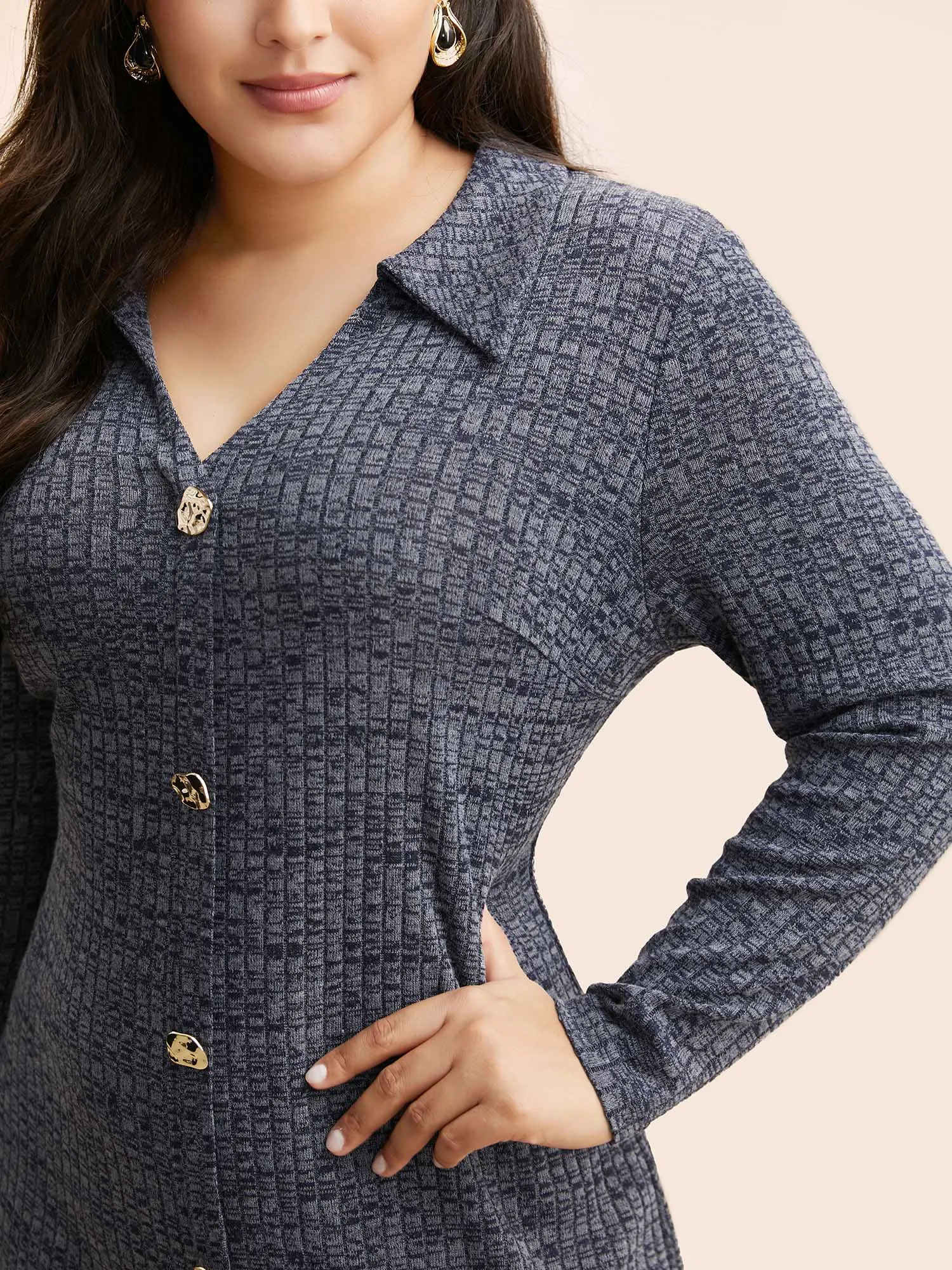 Textured Buckle Detail Split Hem Dress sold by Bloomchic product image thumbnail 4