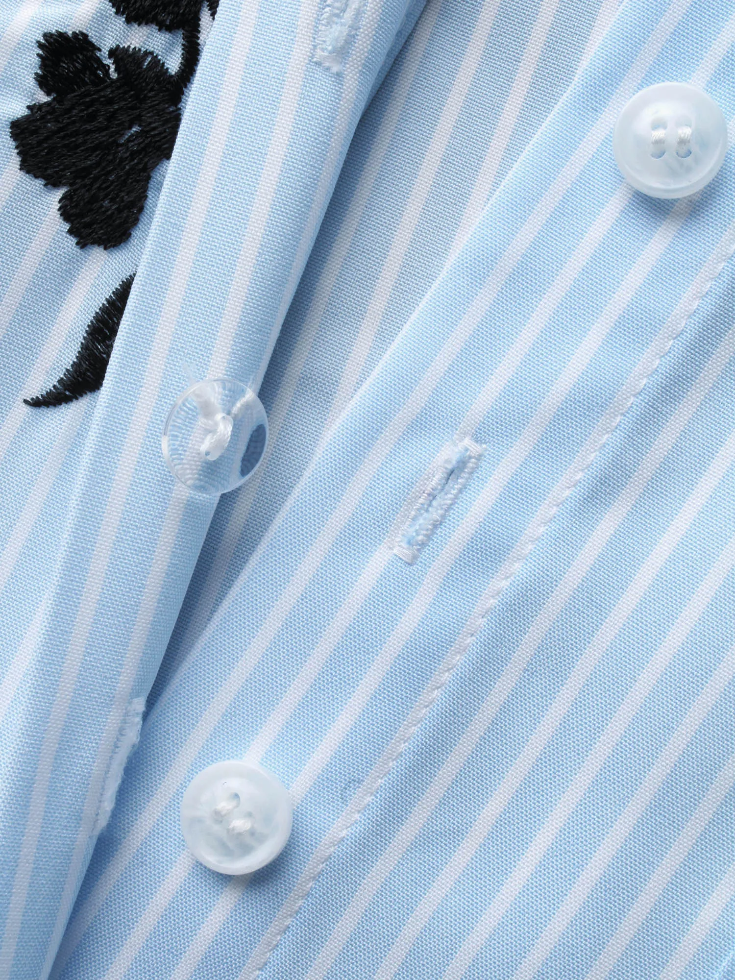 Floral Embroidered Striped Patched Pocket Blouse sold by Bloomchic product image thumbnail 5