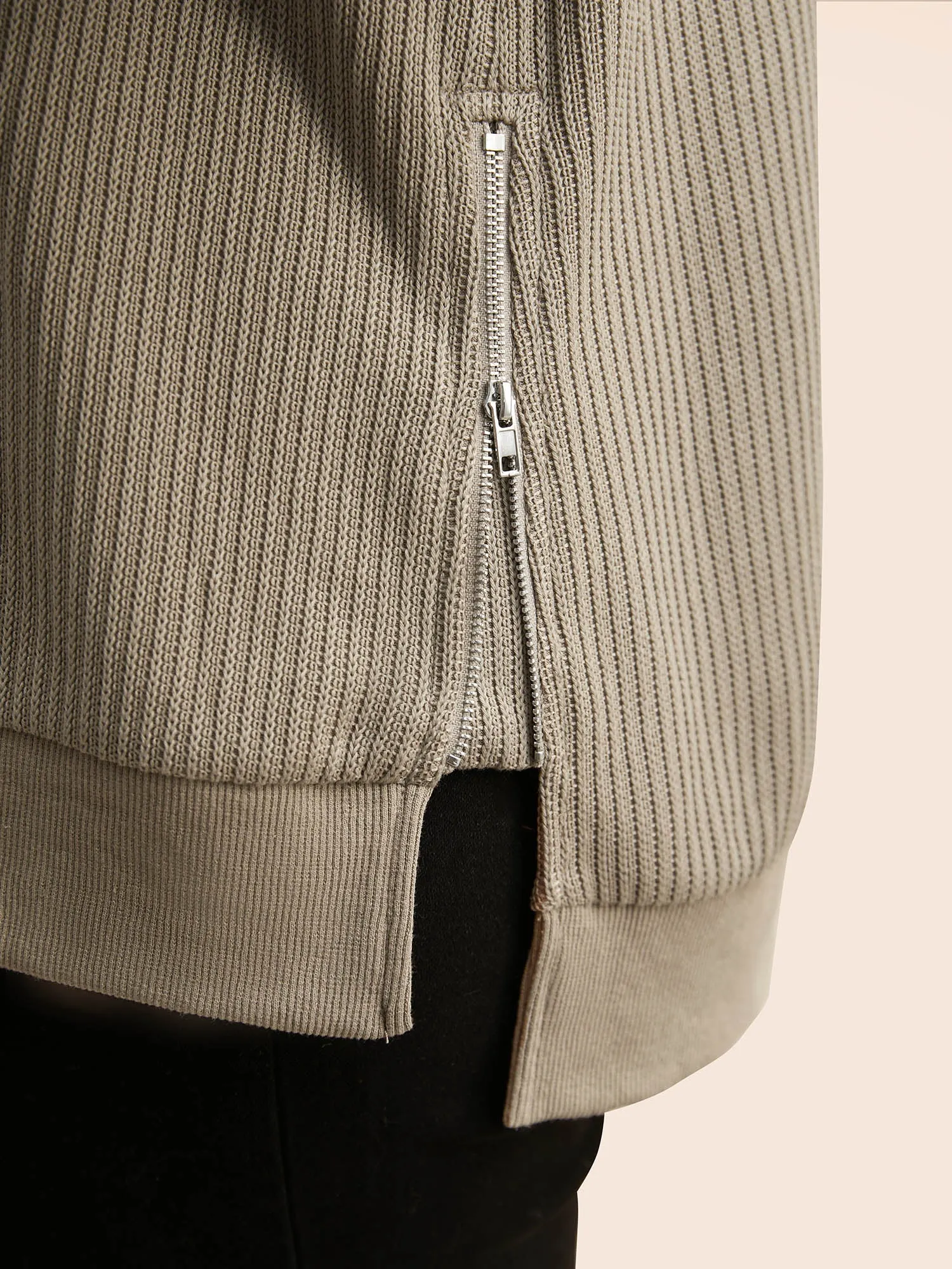 Crew Neck Zipper Detail Raglan Sleeve Sweatshirt sold by Bloomchic product image thumbnail 5