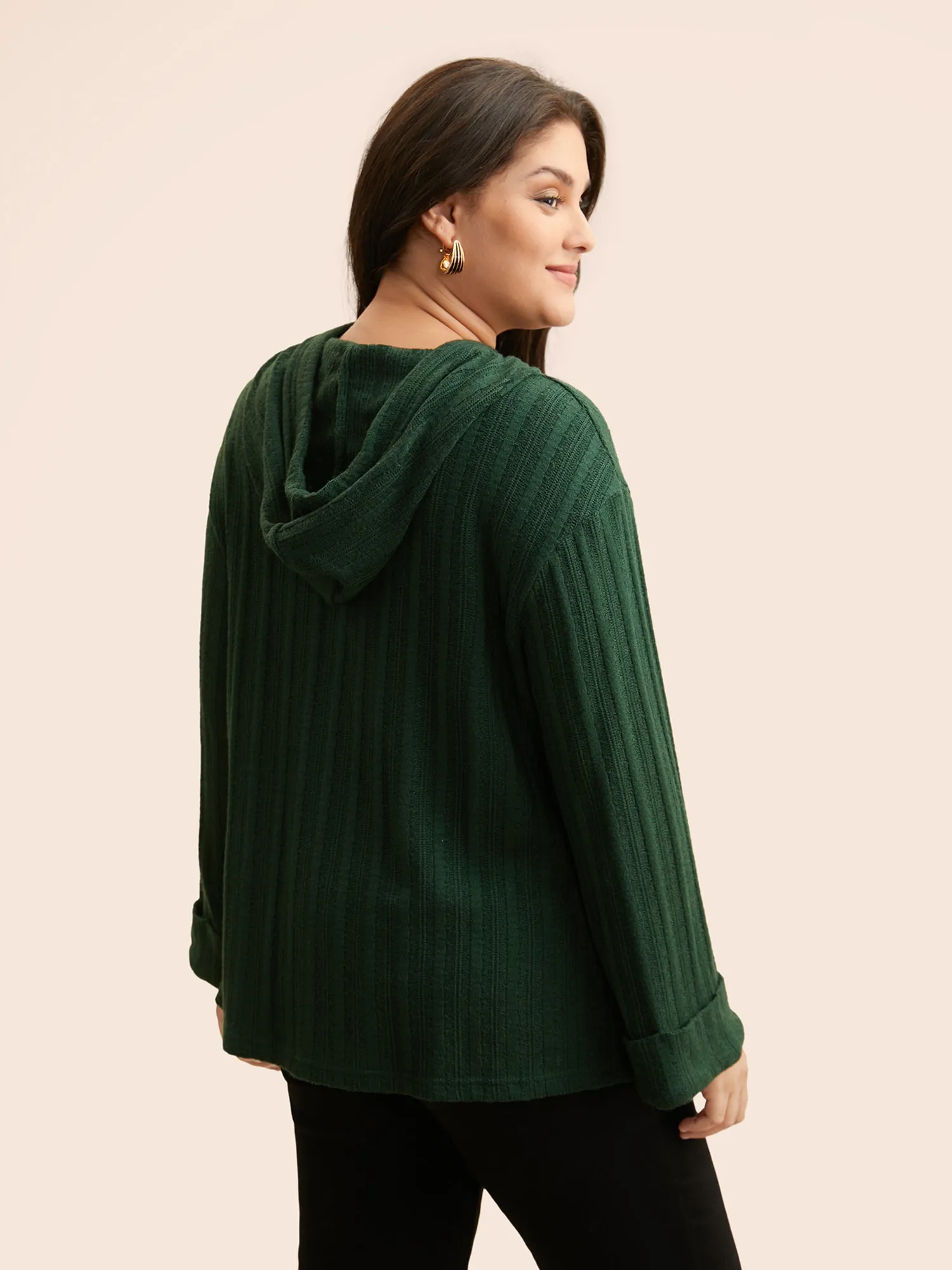 Supersoft Essentials Textured Hooded Roll Sleeve Sweatshirt sold by Bloomchic product image thumbnail 5