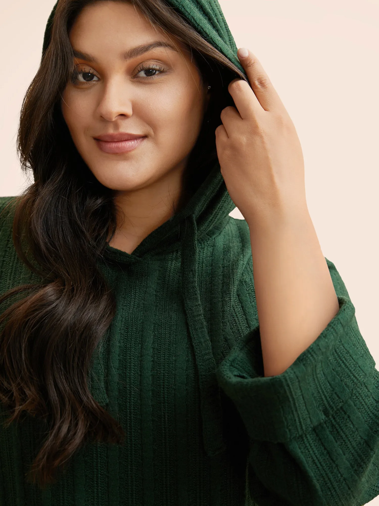 Supersoft Essentials Textured Hooded Roll Sleeve Sweatshirt sold by Bloomchic product image thumbnail 3