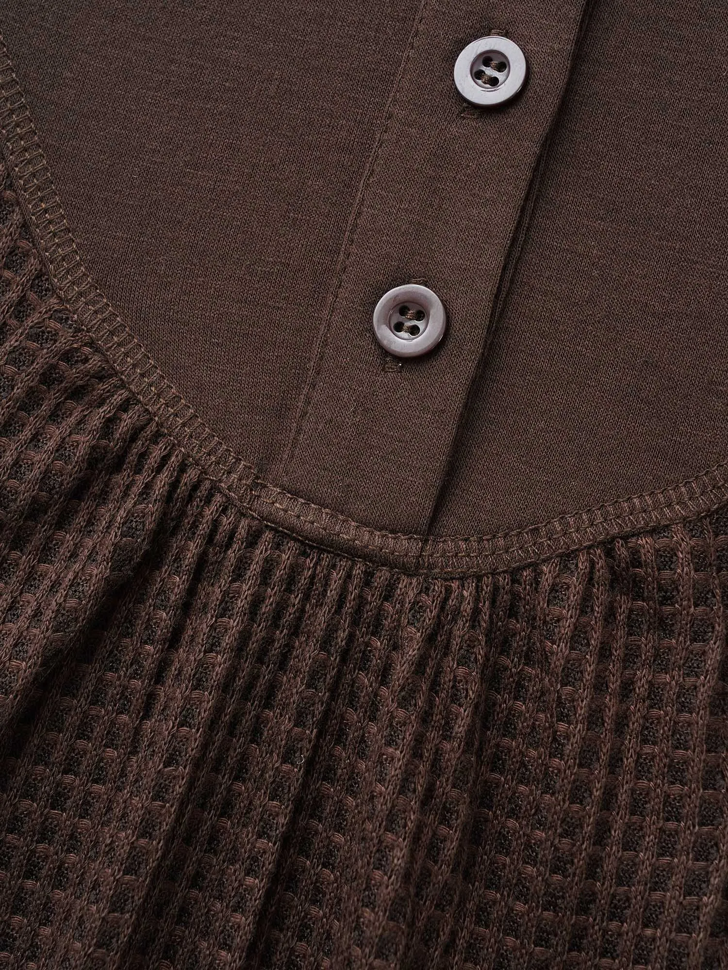 Waffle Knit Patchwork Button Up T-shirt sold by Bloomchic product image thumbnail 5