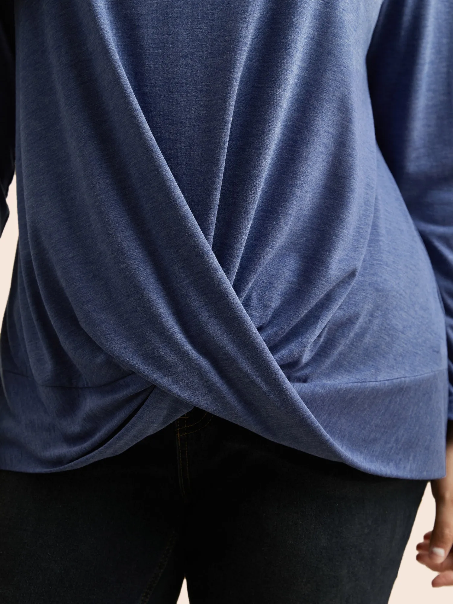 Solid Crew Neck Twist Front T-shirt sold by Bloomchic product image thumbnail 4