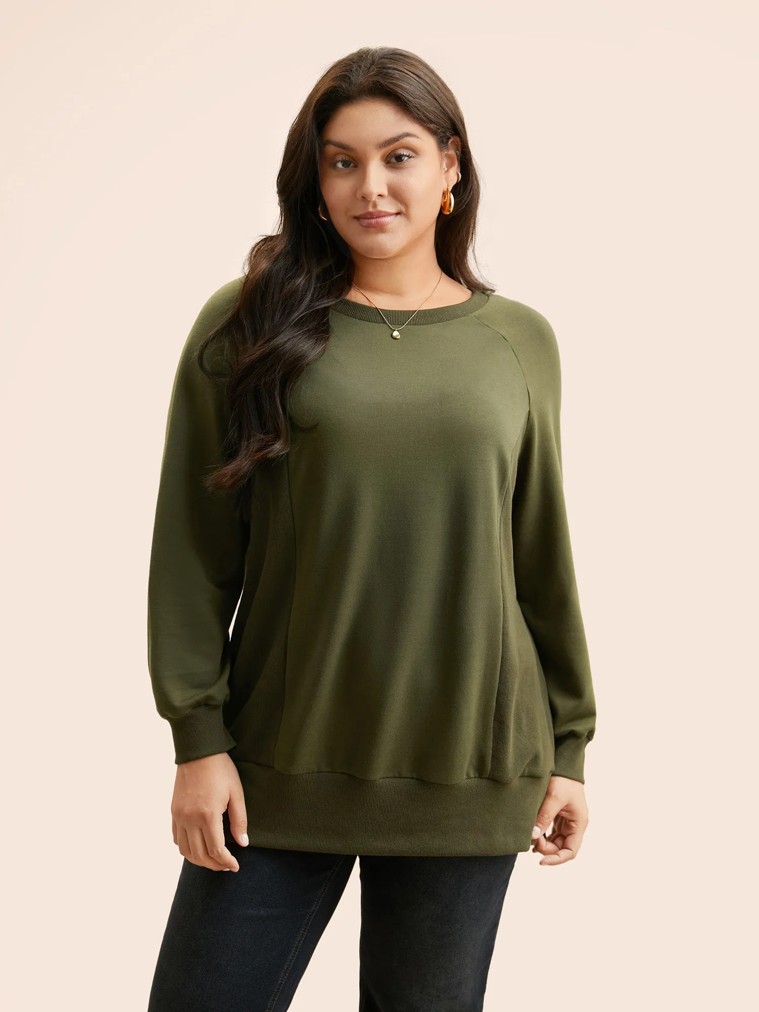 Crew Neck Patchwork Split Hem T-shirt sold by Bloomchic