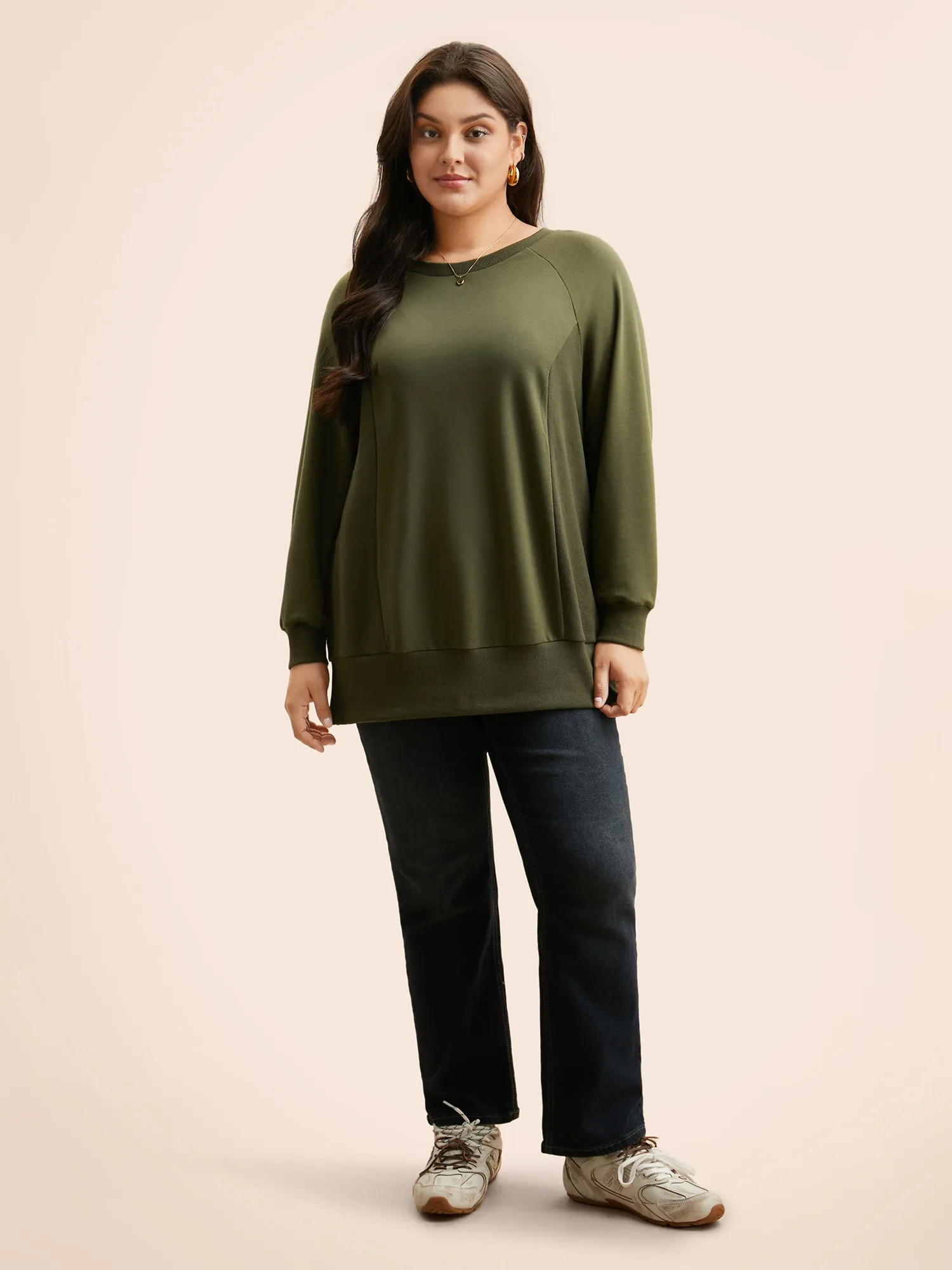 Crew Neck Patchwork Split Hem T-shirt sold by Bloomchic product image thumbnail 3