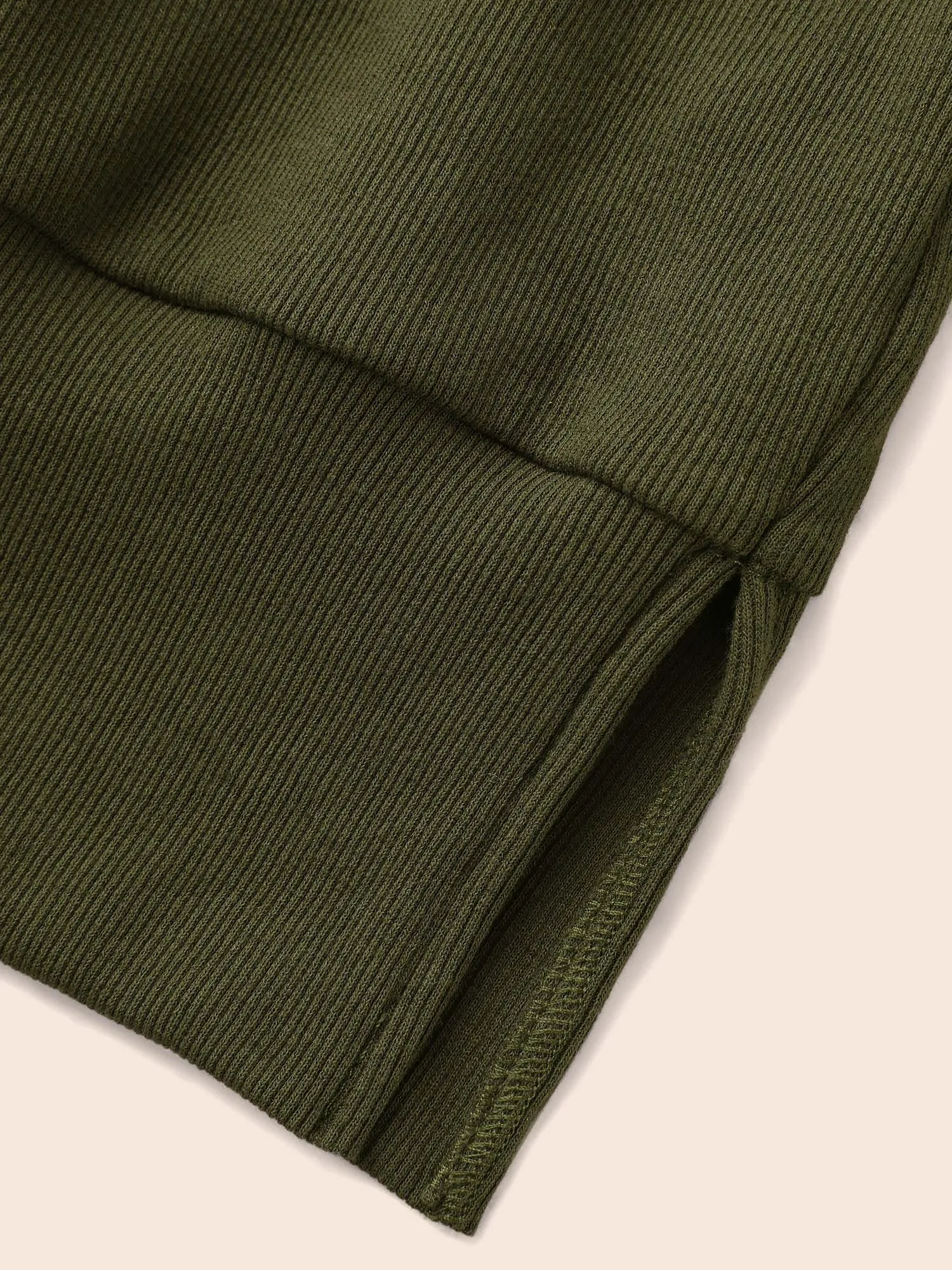 Crew Neck Patchwork Split Hem T-shirt sold by Bloomchic product image thumbnail 5