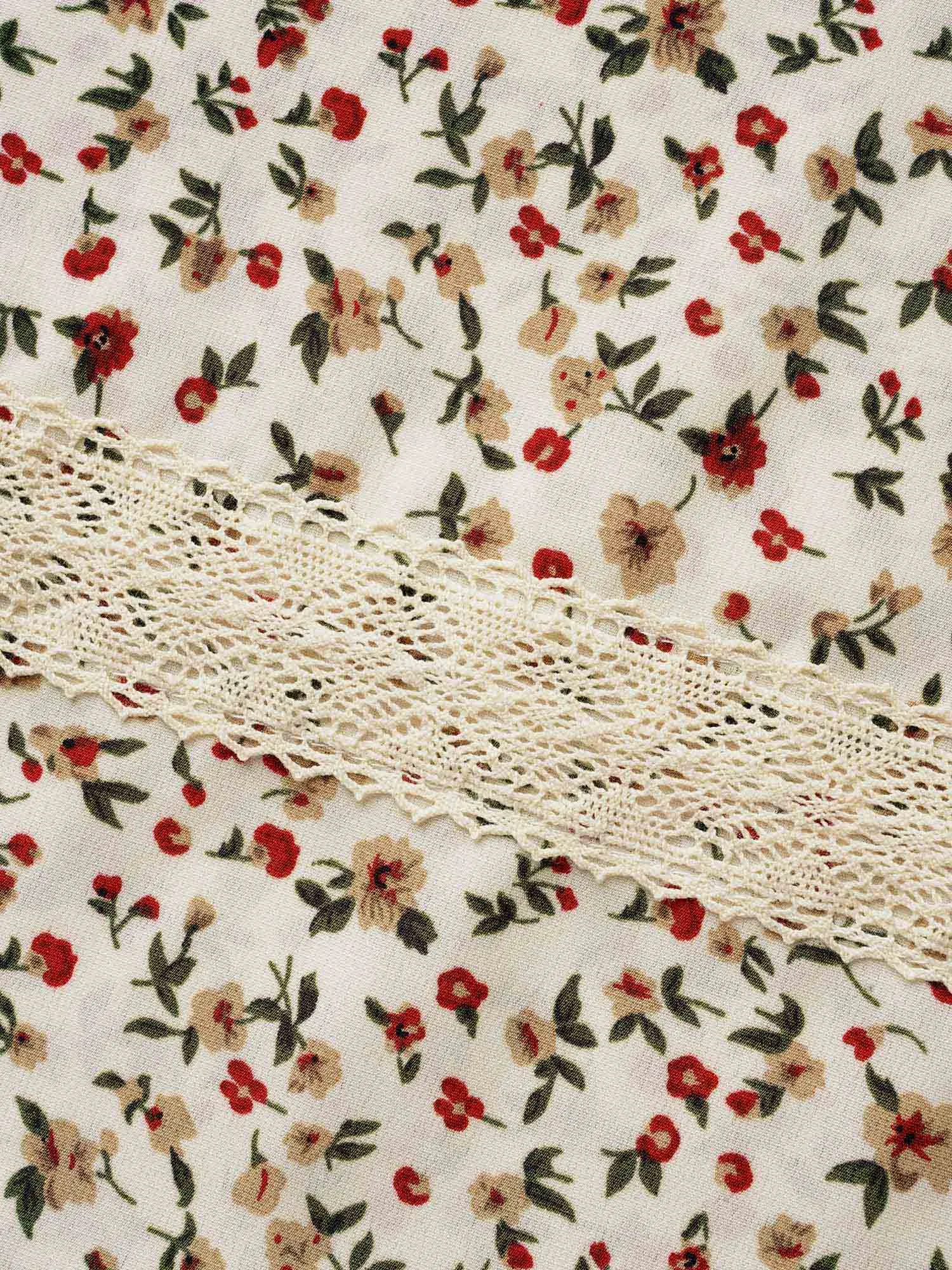 Ditsy Floral Lace Panel Ruffle Trim Blouse sold by Bloomchic product image thumbnail 5