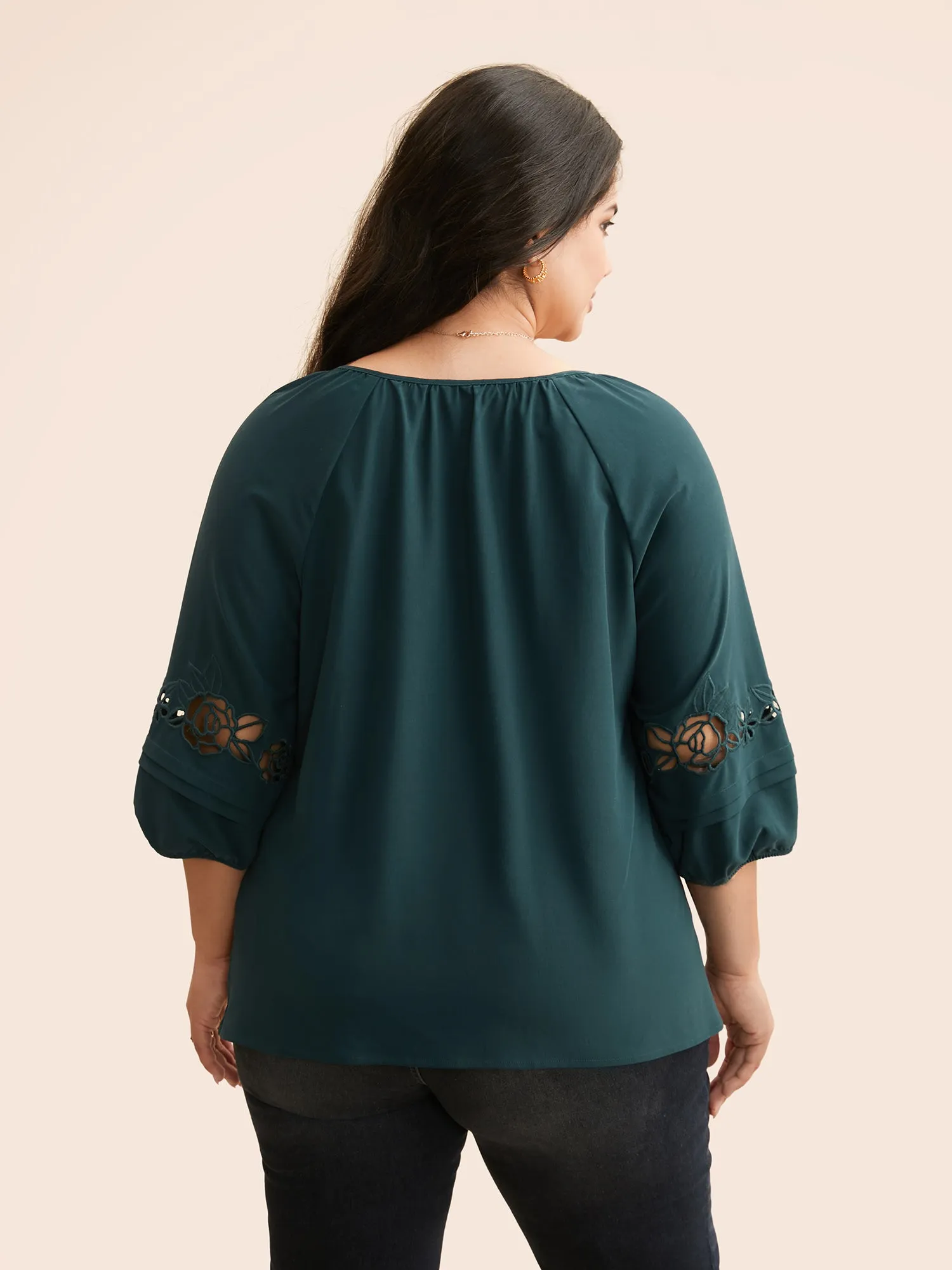 Broderie Anglaise Gathered Tie Knot Blouse sold by Bloomchic product image thumbnail 3