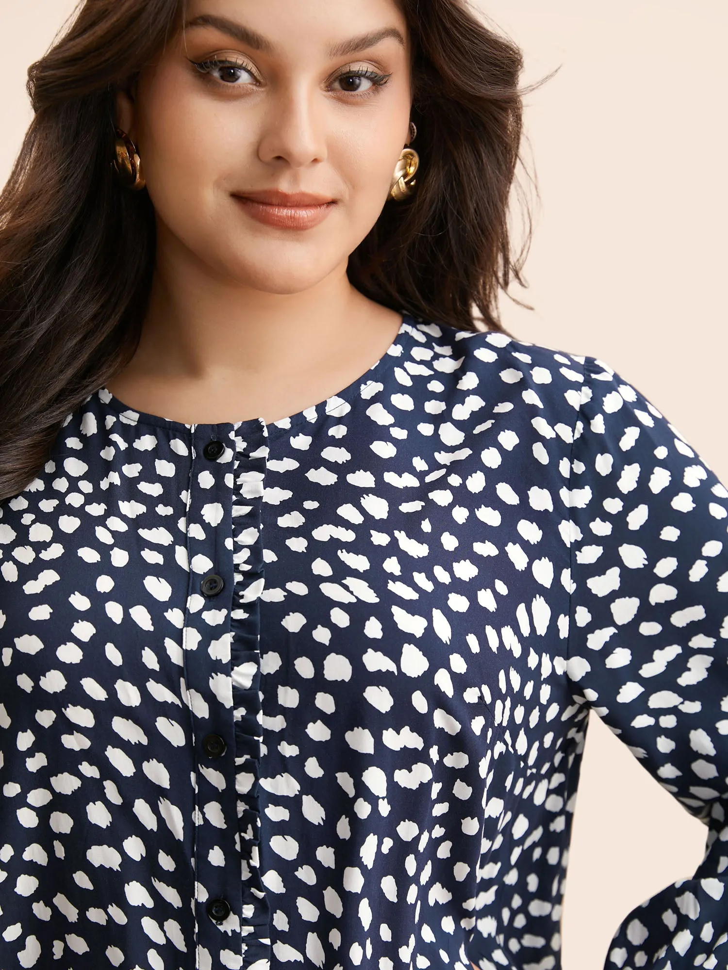 Leopard Print Ruffles Lantern Sleeve Blouse sold by Bloomchic product image thumbnail 3