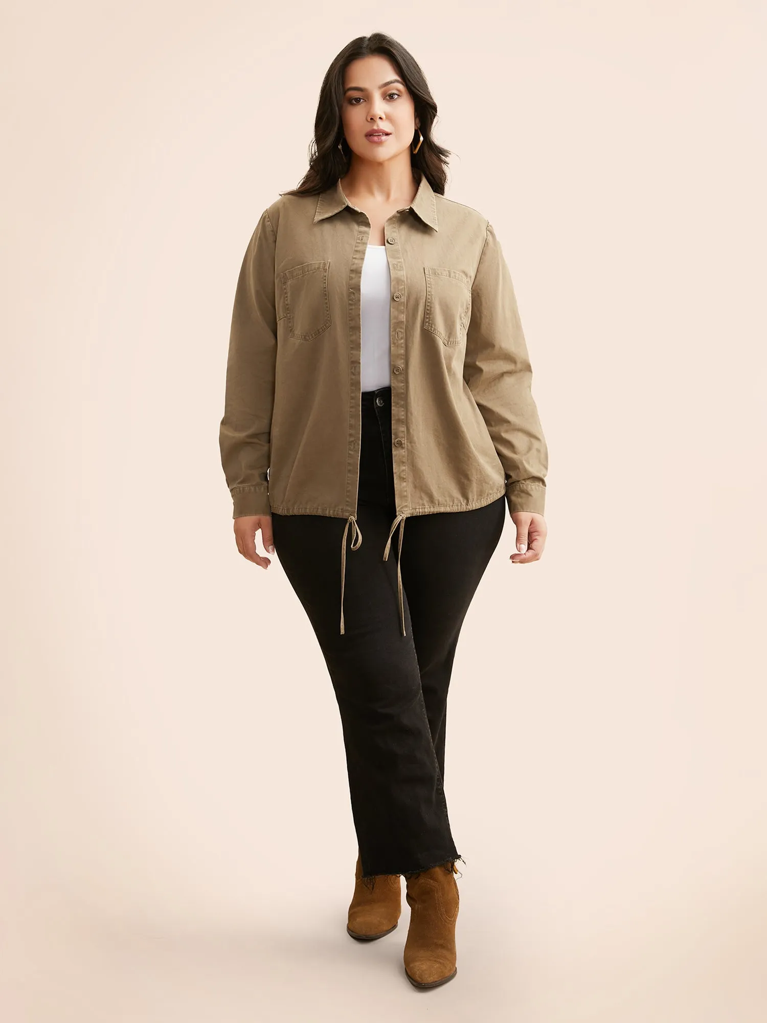 Vintage Patched Pocket Drawstring Shirt sold by Bloomchic product image thumbnail 2