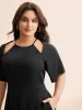 Plain Shirred Cut Out Pleated Dress sold by Bloomchic