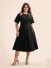 Plain Shirred Cut Out Pleated Dress sold by Bloomchic