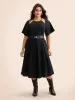 Plain Shirred Cut Out Pleated Dress sold by Bloomchic