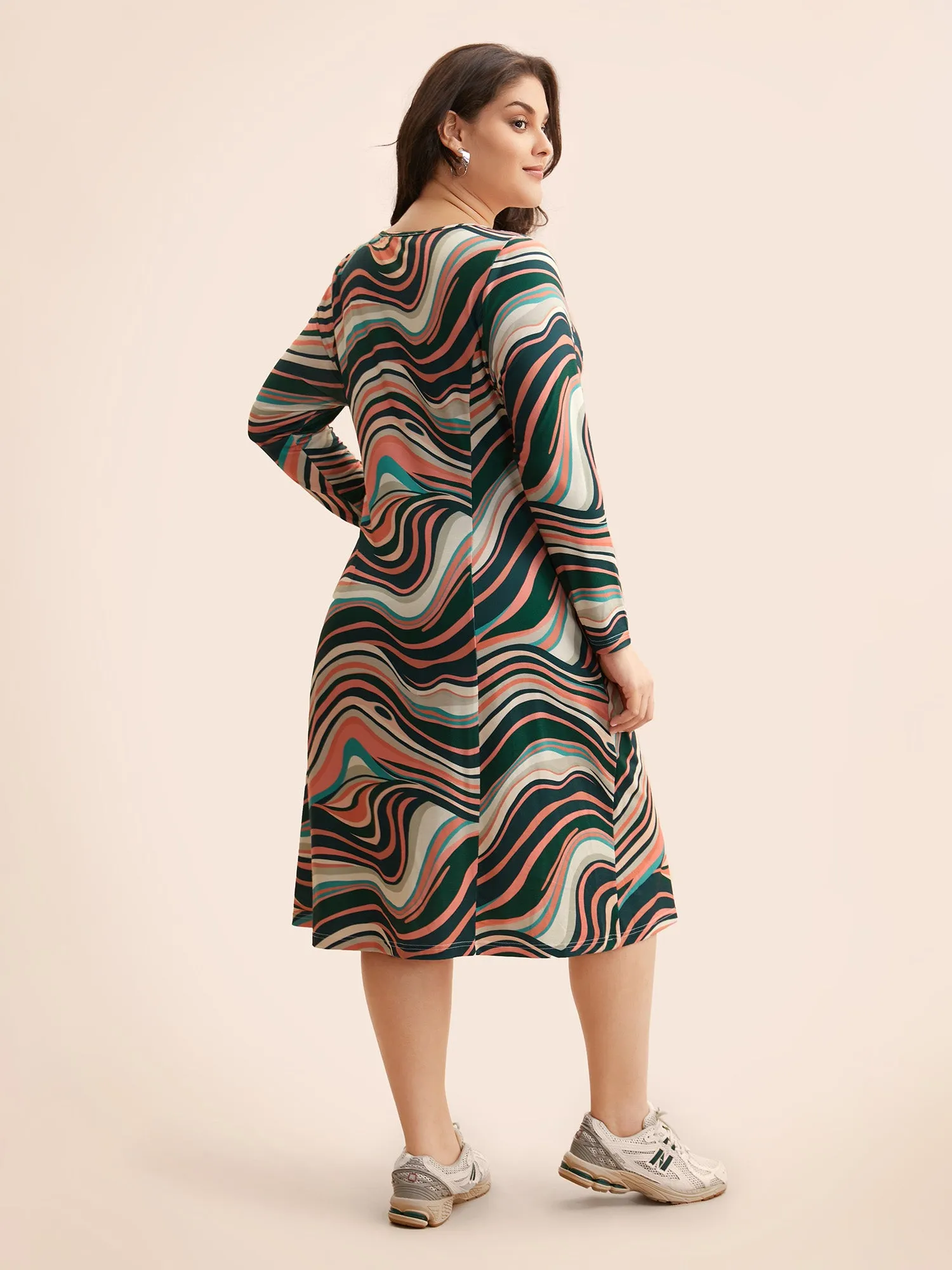 Water Ripple Boat Neck Midi Dress sold by Bloomchic product image thumbnail 3
