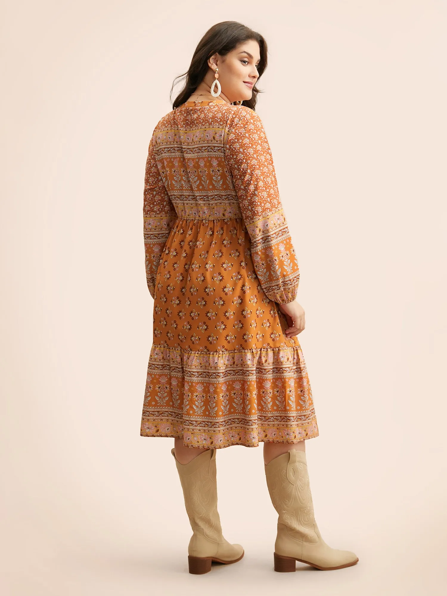 Boho Print Tie Knot Midi Dress sold by Bloomchic product image thumbnail 3