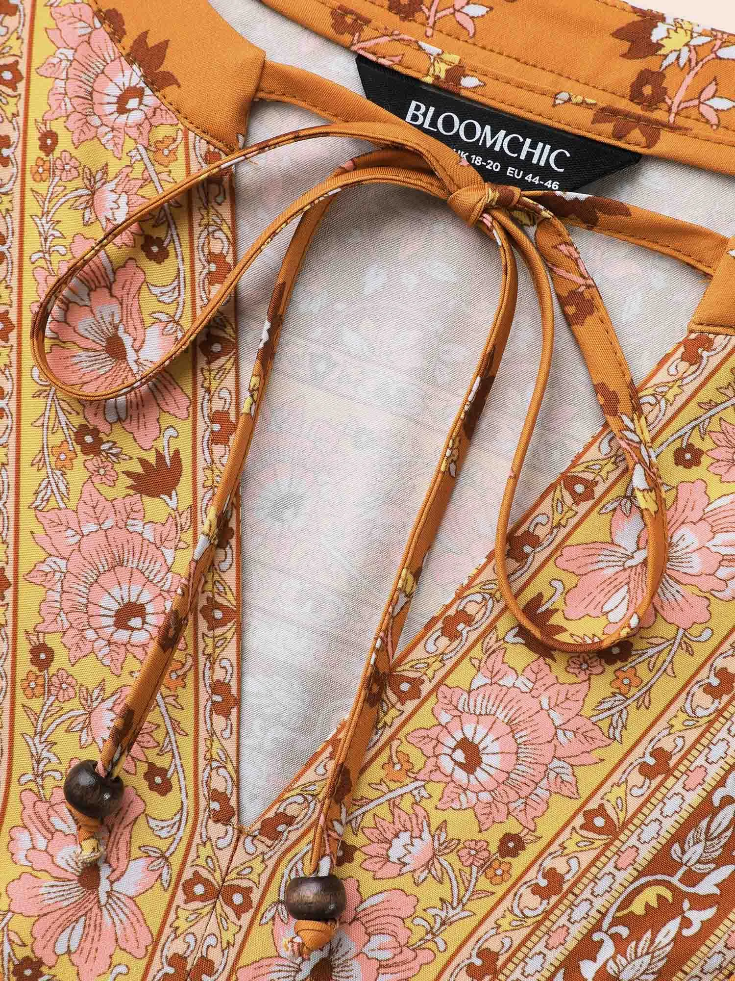 Boho Print Tie Knot Midi Dress sold by Bloomchic product image thumbnail 5