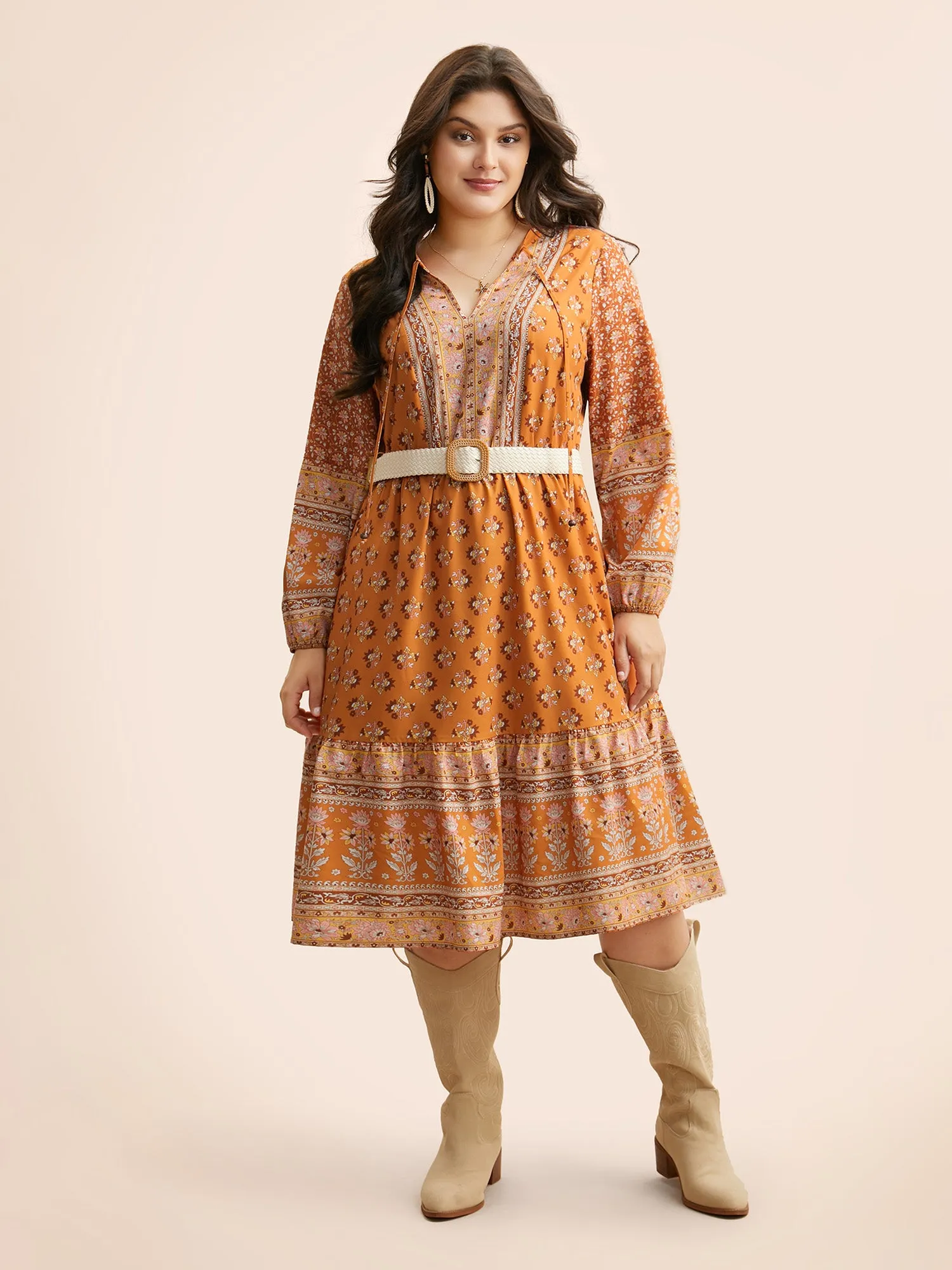 Boho Print Tie Knot Midi Dress sold by Bloomchic product image thumbnail 2