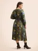 Floral Overlap Collar Belted Dress sold by Bloomchic