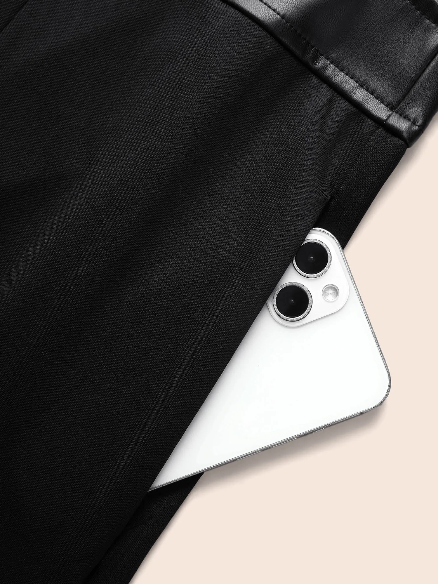 V Neck PU Leather Patchwork Romper sold by Bloomchic product image thumbnail 5