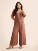 Texture Button Up Patch Pocket Jumpsuit sold by Bloomchic