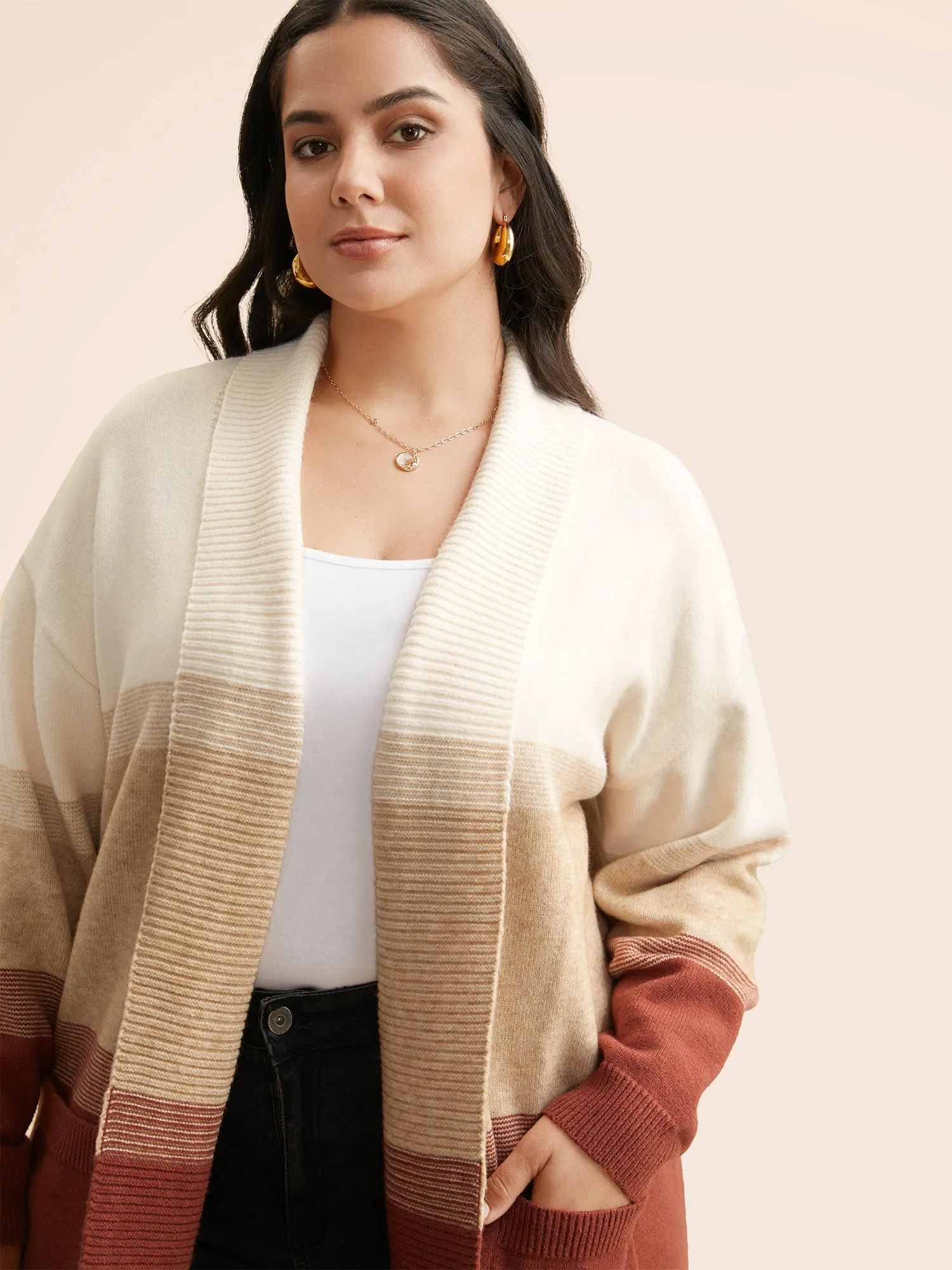 Ombre Contrast Drop Shoulder Cardigan sold by Bloomchic product image thumbnail 4