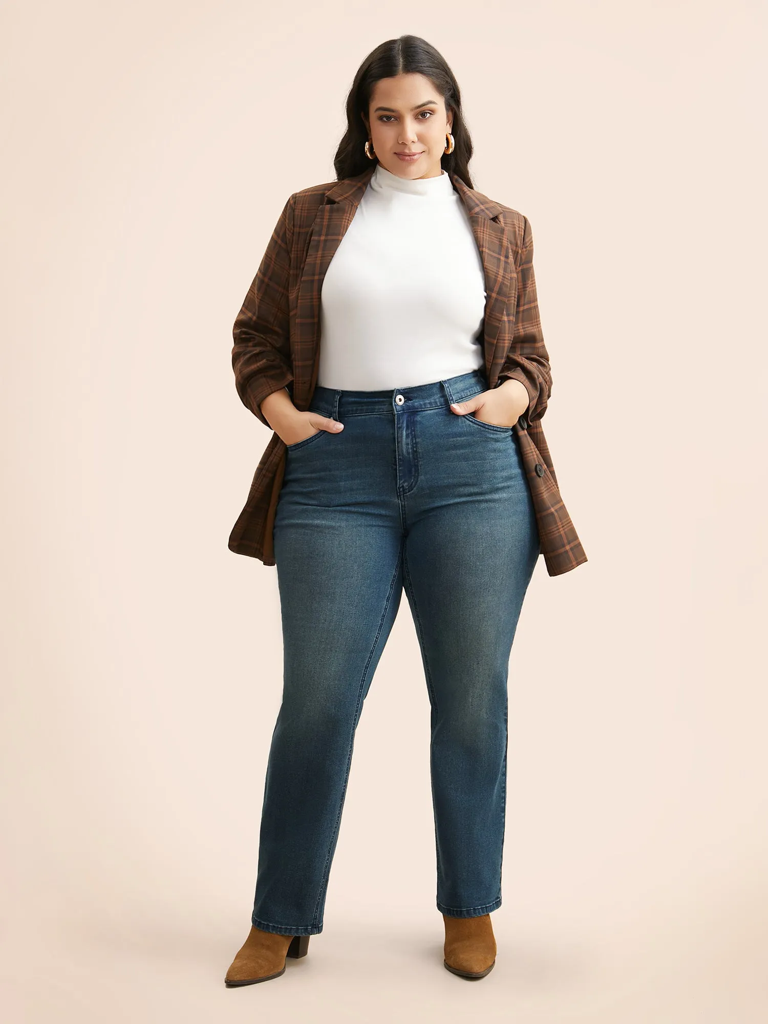 Vintage Medium Wash Elastic Waist Jeans sold by Bloomchic product image thumbnail 3