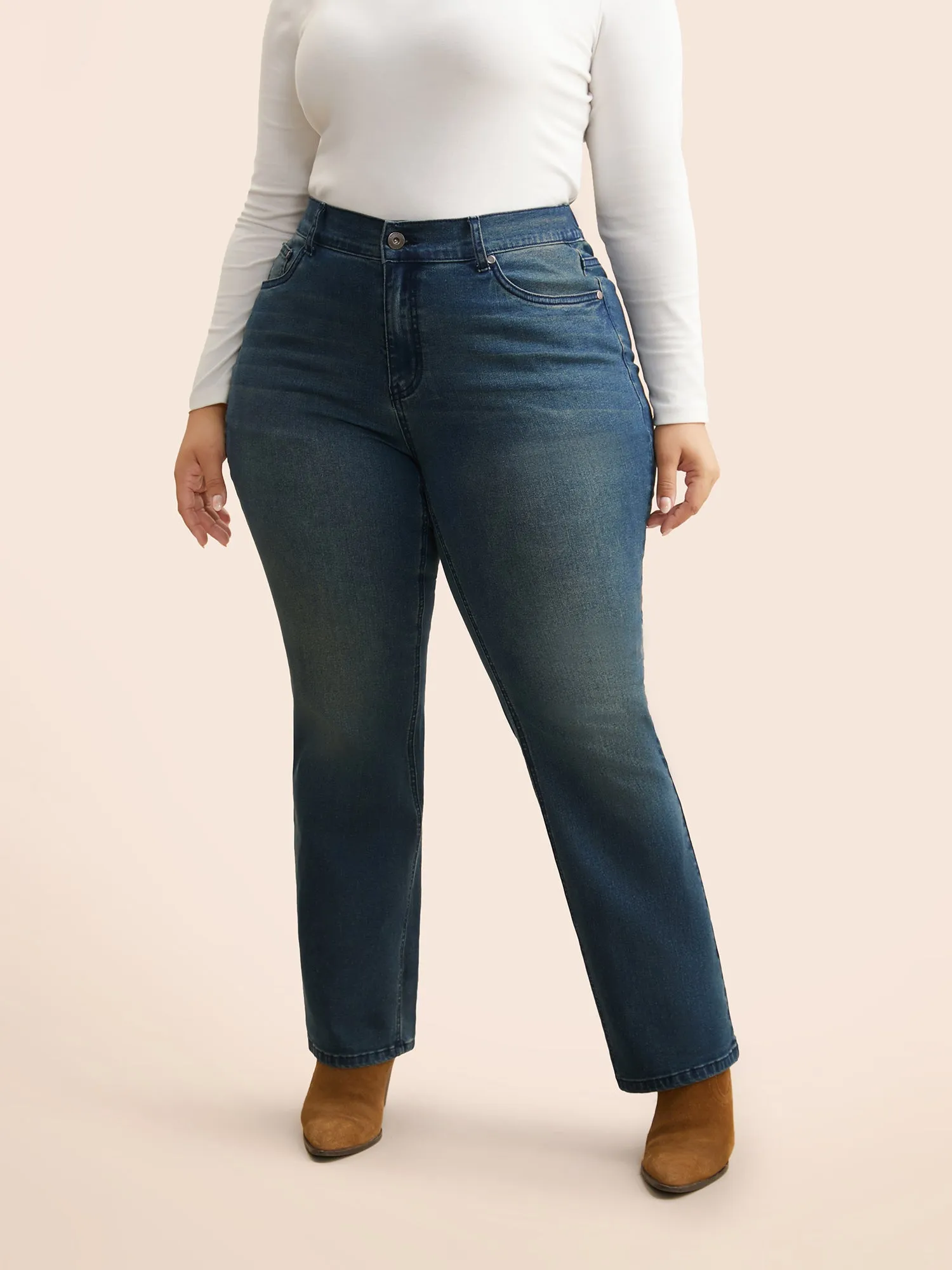 Vintage Medium Wash Elastic Waist Jeans sold by Bloomchic